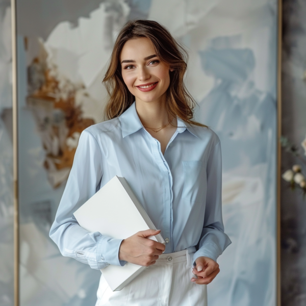 Itinai.com beautiful russian smiling woman in light blue and 29e7cc4a 2f96 43e3 ace5 62752aa55d1b 2