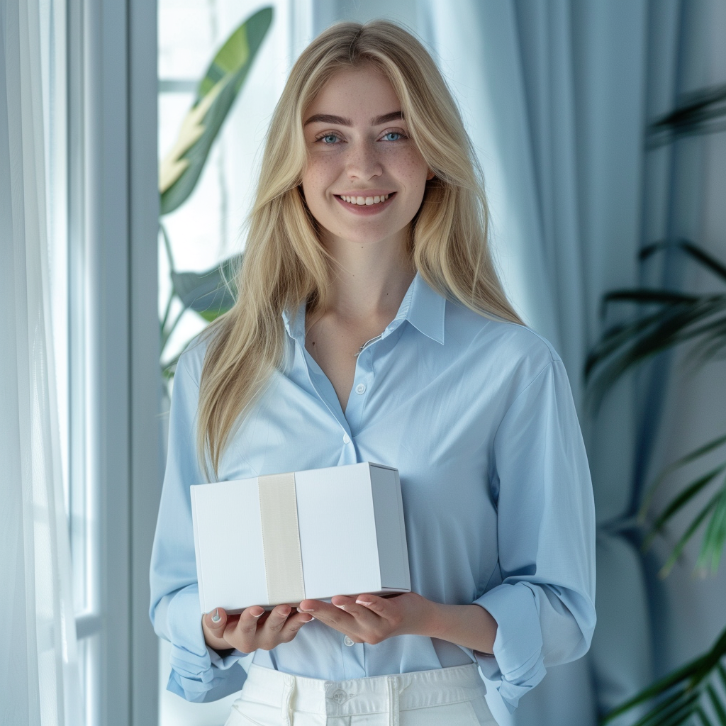 Itinai.com beautiful russian smiling woman in light blue and 62069b17 5aa5 4421 b4ce d30dcd68b671 0